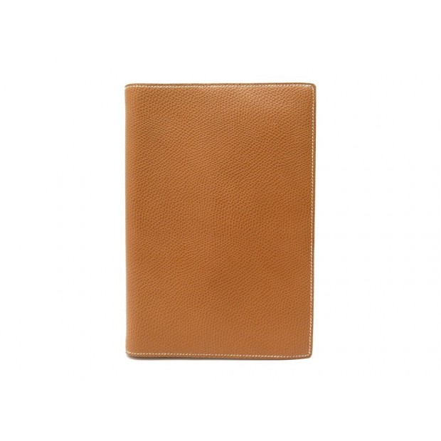 VINTAGE PORTE AGENDA HERMES GM 1990 EN CUIR EPSOM GOLD DIARY HOLDER LEATHER