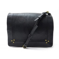 NEUF SAC A MAIN JEROME DREYFUSS IGOR CUIR CHEVRE NOIR BANDOULIERE HAND BAG 710€