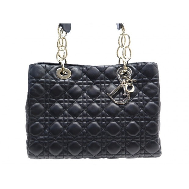 NEUF SAC A MAIN CHRISTIAN DIOR LADY M SOUPLE CUIR CANNAGE NOIR + BOITE BAG 3900€