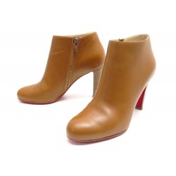 CHAUSSURES CHRISTIAN LOUBOUTIN BELBA 85 37 BOTTINES EN CUIR CAMEL LOW BOOTS 850€