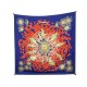 VINTAGE FOULARD HERMES FLEURS ET CARLINES 1985 CARRE 90 EN SOIE BLEU SCARF 410€