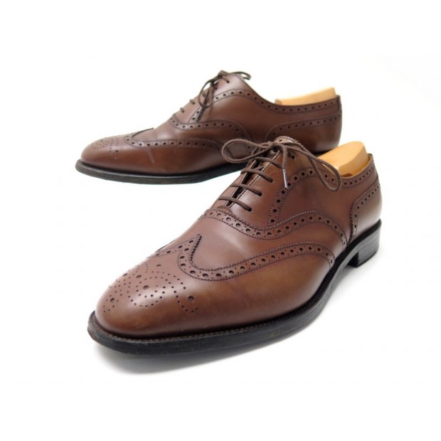 CHAUSSURES JM WESTON RICHELIEU 376 BOUT FLEURI 8.5E 42.5 CUIR MARRON SHOES 885€