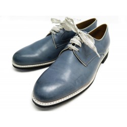 NEUF CHAUSSURES PARABOOT SAPHIR 138109 DERBY 7.5 41.5 CUIR BLEU SHOES NEW 320€