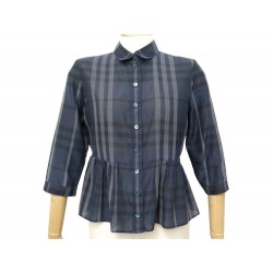 NEUF HAUT BURBERRY CHEMISE TARTAN M 40 EN COTON BLEU MARINE NEW SHIRT TOP 430€