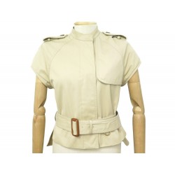 NEUF VESTE CELINE HAUT SANS MANCHES ASSYMETRIQUE EN COTON BEIGE M 38 VEST SHIRT