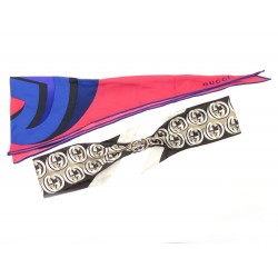 FOULARD GUCCI BANDEAU TWILLY + LOSANGE EN SOIE + ANNEAU SIGNATURE GG SCARF 670€