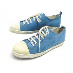 CHAUSSURES CHANEL BASKETS G26501 38.5 TENNIS EN VEAU VELOURS BLEU SNEAKERS 650€