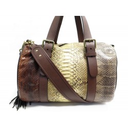 SAC A MAIN CHLOE SAM BOWLER BOWLING EN CUIR PYTHON MARRON LEATHER HAND BAG PURSE