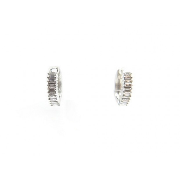 BOUCLES D'OREILLES DJULA CREOLES DIAMANTS RECTANGLE OR BLANC 18K EARRINGS 1450€