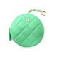 NEUF PORTE MONNAIE CHANEL ROND EN CUIR CAVIAR MATELASSE VERT CLIP ON COIN 1050€