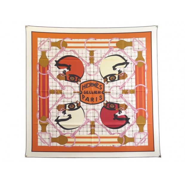 NEUF FOULARD HERMES TATERSALE ORIGNY CARRE 90 EN SOIE + BOITE SILK SCARF 410€