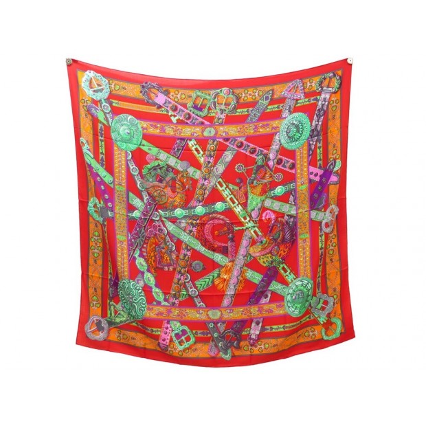 NEUF CHALE HERMES LE SONGE DE LA LICORNE CACHEMIRE & SOIE ROUGE BOITE SHAWL 965€