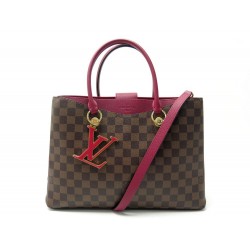 NEUF SAC A MAIN LOUIS VUITTON LV RIVERSIDE TOILE DAMIER CUIR LIE VIN BAG 2100€