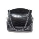 SAC A MAIN CHANEL LOGO CC EN CUIR CROCODILE NOIR 2005 BLACK SKIN HAND BAG PURSE