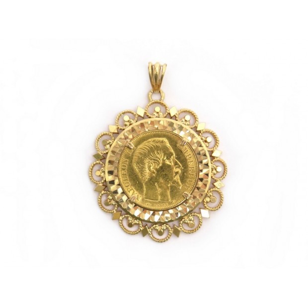 VINTAGE PENDENTIF PIECE 20 FRANCS 1855 EN OR JAUNE 12.3GR YELLOW GOLD NECKLACE