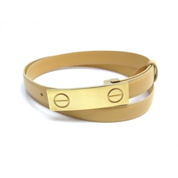 NEUF CEINTURE CARTIER LOVE TAILLE 90 EN CUIR BEIGE + BOITE NEW LEATHER BELT 510€