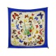 FOULARD HERMES FARANDOLE PAR CATY LATHAM EN SOIE BLEU CARRE 90 SILK SCARF 410€