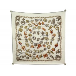 NEUF FOULARD HERMES ALLIANCES DU MONDE ANNIE FAIVRE SOIE BLANC SILK SCARF 460€