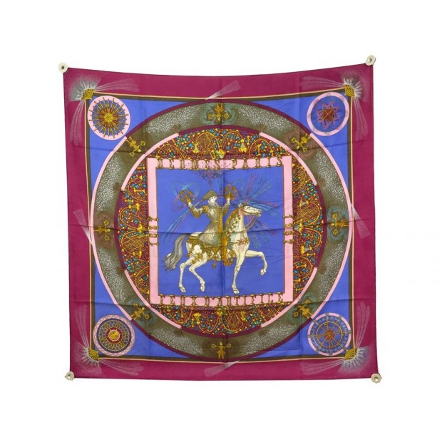 FOULARD HERMES FEUX D'ARTIFICE PAR MICHEL DUCHENE SOIE BORDEAUX SILK SCARF 385€