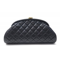 NEUF SAC A MAIN CHANEL POCHETTE CLUTCH CUIR CAVIAR MATELASSE NOIR NEW HAND BAG