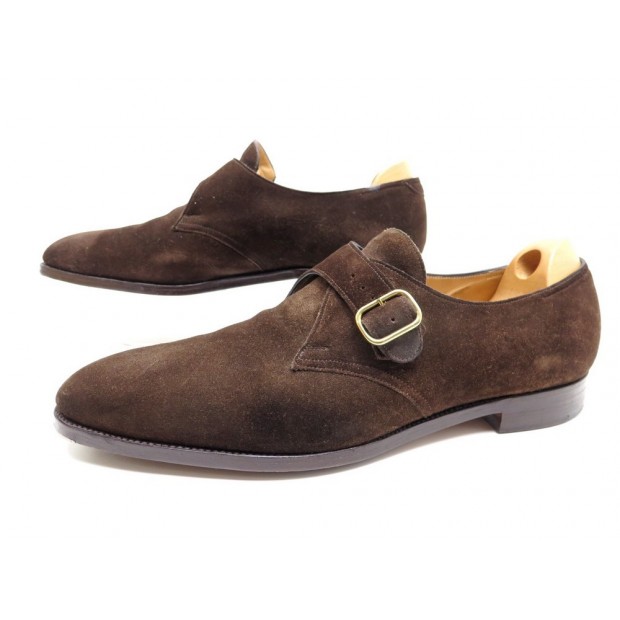 CHAUSSURES JOHN LOBB FOULD 12E 46 MOCASSINS A BOUCLES EN DAIM MARRON SHOES 1445€