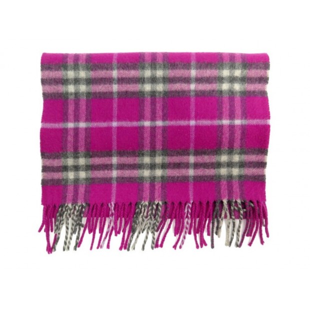 NEUF ECHARPE BURBERRY CLASSIQUE CHECK EN CACHEMIRE FUSHIA CASHMERE MUFFLER 420€