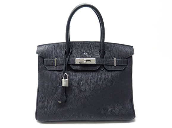 sac a main hermes birkin 30 en cuir togo bleu nuit
