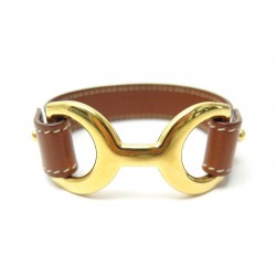 BRACELET HERMES PAVANE M EN CUIR CHAMONIX MARRON BOUCLE MORS DOREE 450€