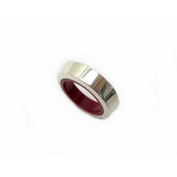 BAGUE HERMES TAILLE 50 EN ARGENT MASSIF & RESINE ROUGE + BOITE SILVER RING