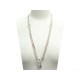 COLLIER HERMES SAUTOIR CADENAS DOUBLE CHAINE ARGENT 925 + BOITE NECKLACE 1950€