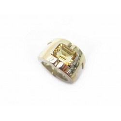 BAGUE HERMES TAILLE 52 OR JAUNE 18K ARGENT 925 CITRINE 16G BOITE GOLD SLVER RING