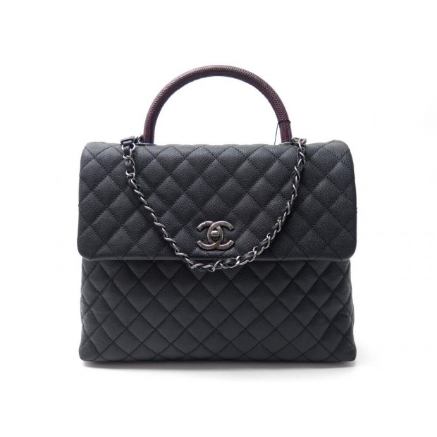 NEUF SAC A MAIN CHANEL COCO HANDLE GM A92993 CUIR CAVIAR POIGNEE LEZARD BAG NEW