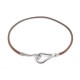 COLLIER HERMES JUMBO ARGENTE CUIR MARRON BRACELET DOUBLE TOUR NECKLACE 270€