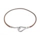 COLLIER HERMES JUMBO ARGENTE CUIR MARRON BRACELET DOUBLE TOUR NECKLACE 270€