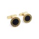 BOUTONS DE MANCHETTE BULGARI BVLGARI OR JAUNE 18K & ONYX + BOITE CUFFLINKS 2940€