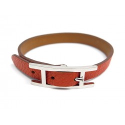 BRACELET HERMES BEHAPI TAILLE S 18 CM EN CUIR ORANGE LEATHER JEWEL 275€