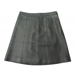 NEUF JUPE COURTE HERMES S 34 EN CUIR AGNEAU NOIR NEW LAMB LEATHER SKIRT 3900€