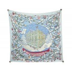 FOULARD HERMES NOEL AU 24 FAUBOURG PAR DIMITRI RYBALTCHENKO SOIE BLEU SILK SCARF