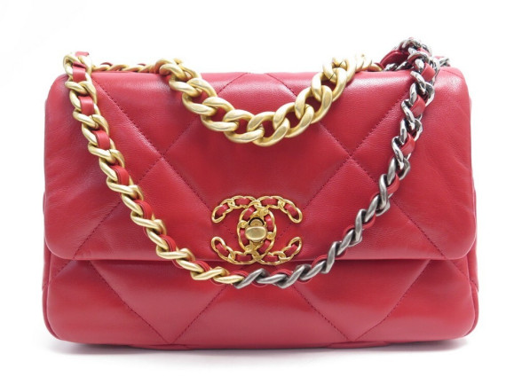 sac a main chanel 19 cuir matelasse rouge 2019