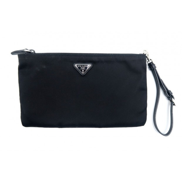 NEUF TROUSSE A MAQUILLAGE PRADA 2M312 TOILE NOIR POCHETTE A MAIN CLUTCH BAG 200€