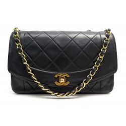 VINTAGE SAC A MAIN CHANEL DIANA BANDOULIERE EN CUIR NOIR LEATHER HANDBAG 4200€