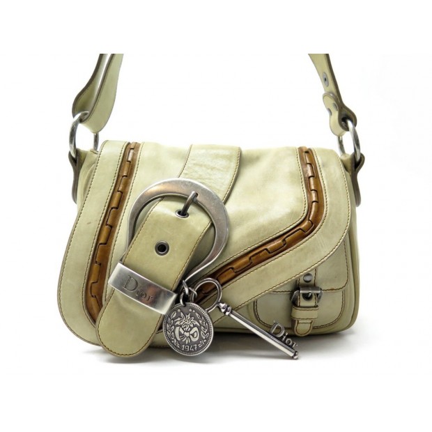 SAC A MAIN CHRISTIAN DIOR MINI GAUCHO EN CUIR BEIGE LEATHER HANDBAG PURSE 1500€