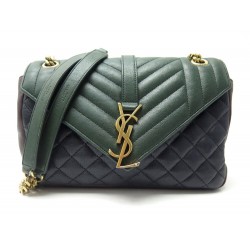 SAC A MAIN YVES SAINT LAURENT ENVELOPPE MEDIUM CUIR TRICOLORE BANDOULIERE 1750€