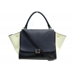 SAC A MAIN CELINE TRAPEZE MM EN CUIR TRICOLORE NOIR BLEU BEIGE HAND BAG 2500€