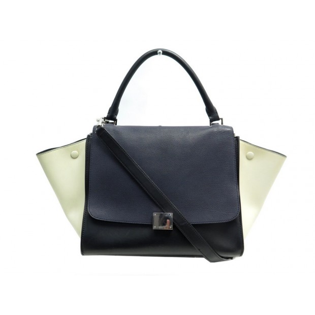 SAC A MAIN CELINE TRAPEZE MM EN CUIR TRICOLORE NOIR BLEU BEIGE HAND BAG 2500€