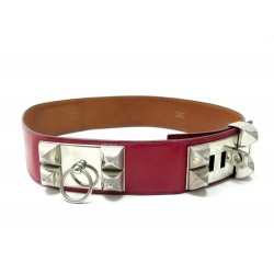 VINTAGE CEINTURE HERMES MEDOR COLLIER DE CHIEN T70 CUIR ROUGE LEATHER BELT 1350€