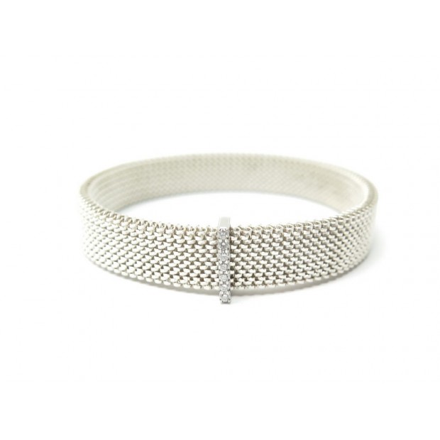 BRACELET MAUBOUSSIN MOI NON PLUS T 16 CM EN ACIER BLANC & OR GRIS DIAMANTS 725€