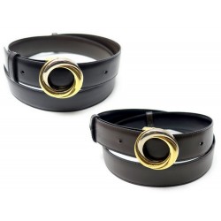 CEINTURE CARTIER T90 BOUCLE TRINITY 3 ORS CUIR REVERSIBLE NOIR MARRON BELT 475€