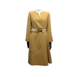 NEUF MANTEAU HERMES AVEC CEINTURE ANNEAUX T36 S EN CACHEMIRE CASHMERE COAT 5700€