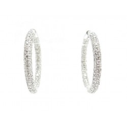 NEUF BOUCLES D'OREILLES CREOLES EN OR BLANC 18K ET DIAMANTS 4CT GOLD EARRINGS